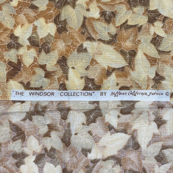 1/2 Yd Windsor Collection Hoffman Quilting Fabric Yard Autumn Leaves Beige Brown - Picture 3 of 7
